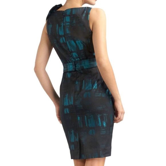 Teri Jon by Rickie Freeman Teal Sheath Dress, Size 12, EUC - Picture 3 of 14